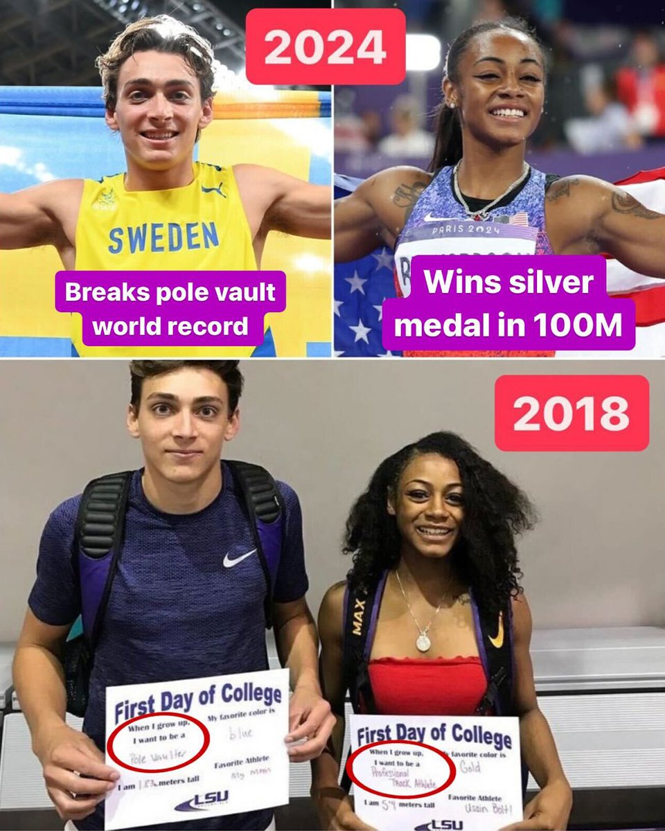 Six years ago, Armand Duplantis and Sha’Carri Richardson were freshman at LSU 🐯

Today, they’re superstars at the 2024 Olympics 📈 (via <a href="/mondohoss600/">Mondo Duplantis</a>)
