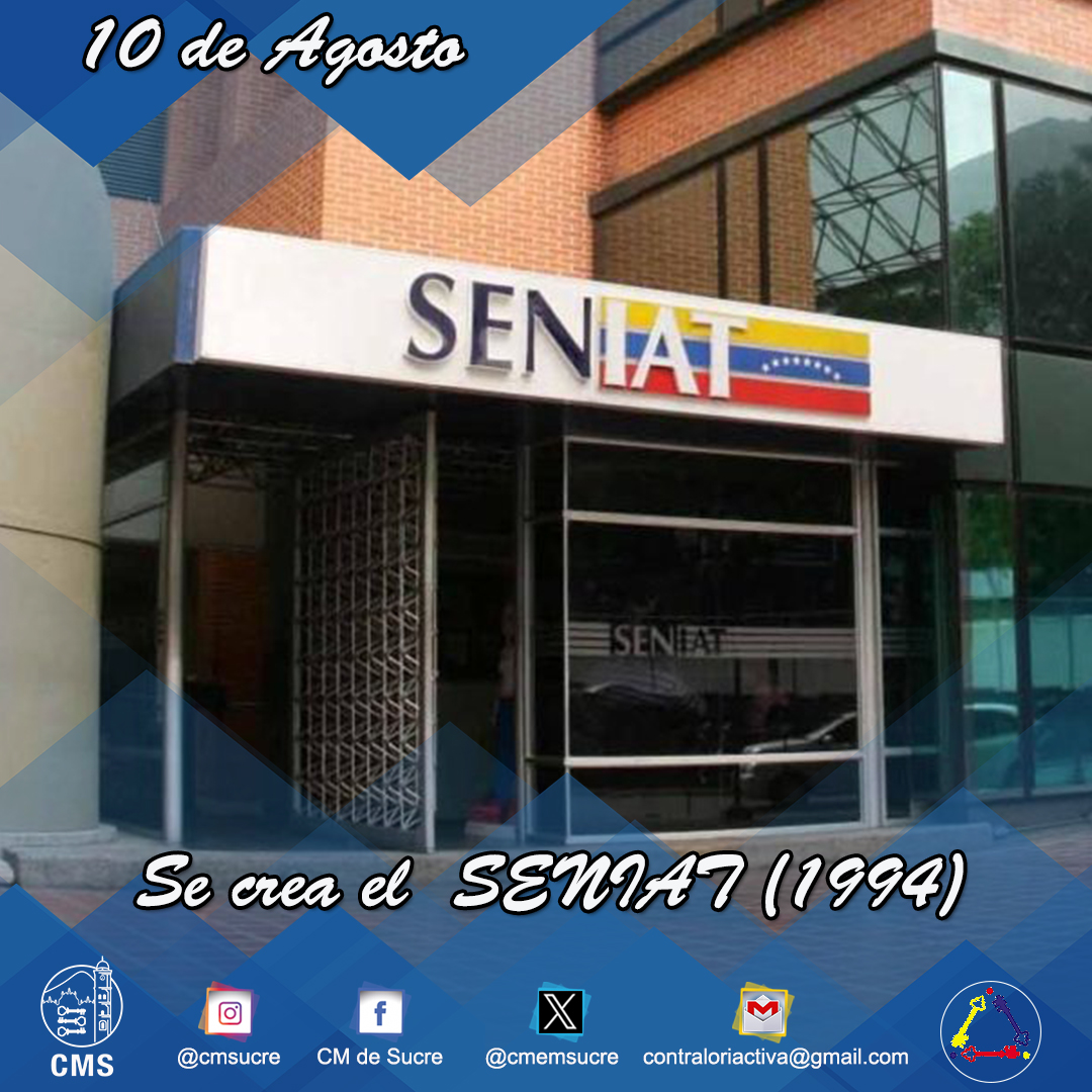 #SabiasQueCMS El #10Agos de 1994 fue creado el Servicio Nacional Integrado de Administración Aduanera y Tributaria como órgano de ejecución de la administración tributaria nacional de Venezuela.
.
.
.
.
#FelizSabado
#CMS