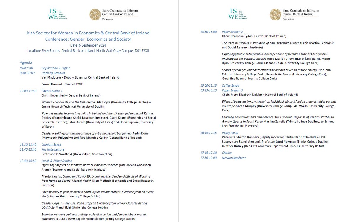 Irish Society for Women in Economics (ISWE) tweet media
