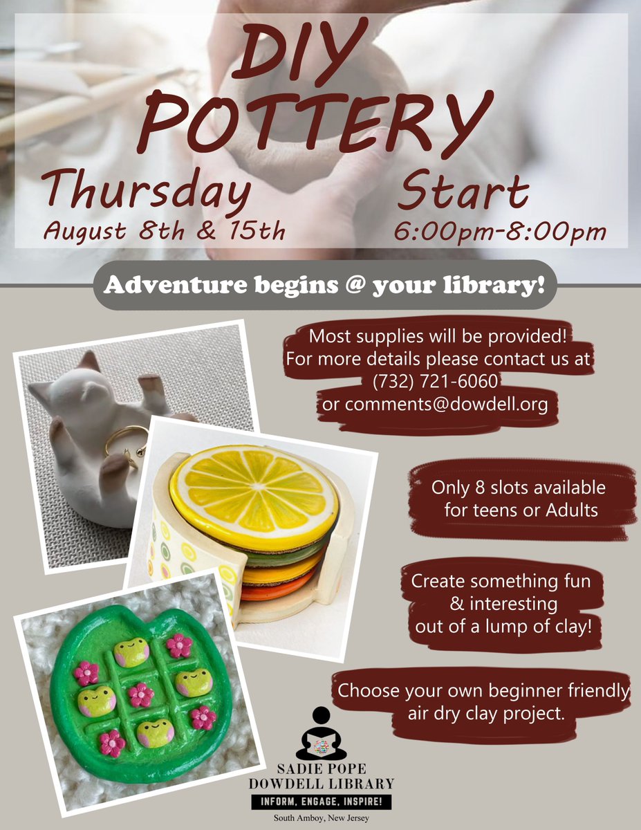 DIY Pottery #dowdelllibrary #publiclibrary #libraries #libraries #librarylife #librarylove #southamboynj