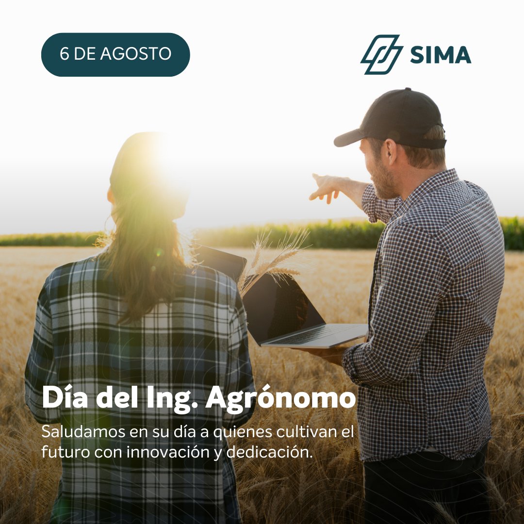 SimaAgtech's tweet photo. En su día, saludamos a las y los Ingenieros Agrónomos que forman parte del #TeamSIMA y a todos los que trabajan día a día para impulsar la eficiencia, la sostenibilidad y el crecimiento del campo con #AgriculturaInteligente. ¡Feliz día! 🌱 https://t.co/FB6TI3kTZ8
