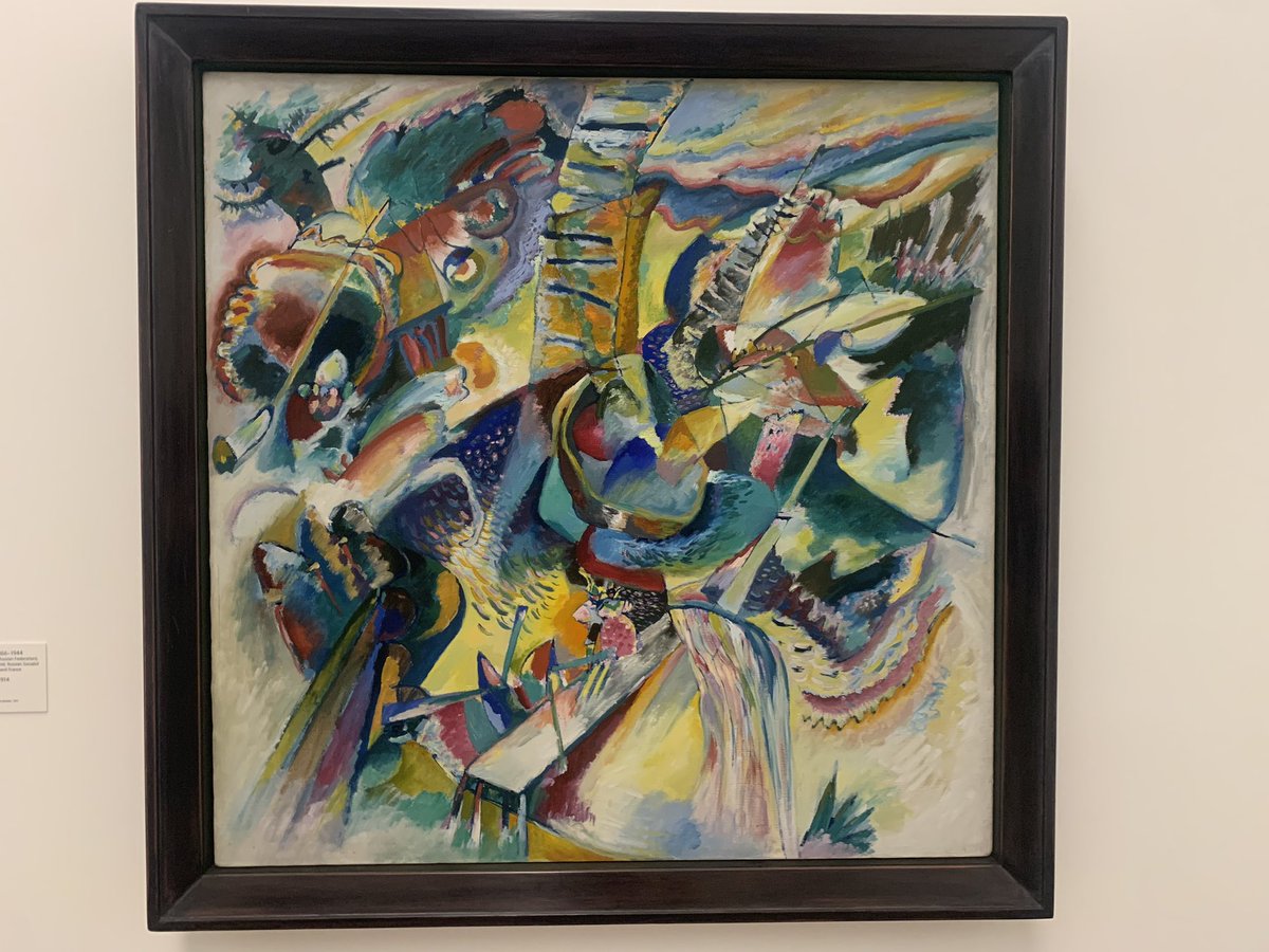 SandwichJunior's tweet photo. Mr Dyson reading ‘Somewhere Arty’ @Tate in front of Wassily Kandinsky’s Improvisation Gorge #SJSSummerReadingChallenge reading Different Class @Joannechocolat https://t.co/U1iEG95VxG