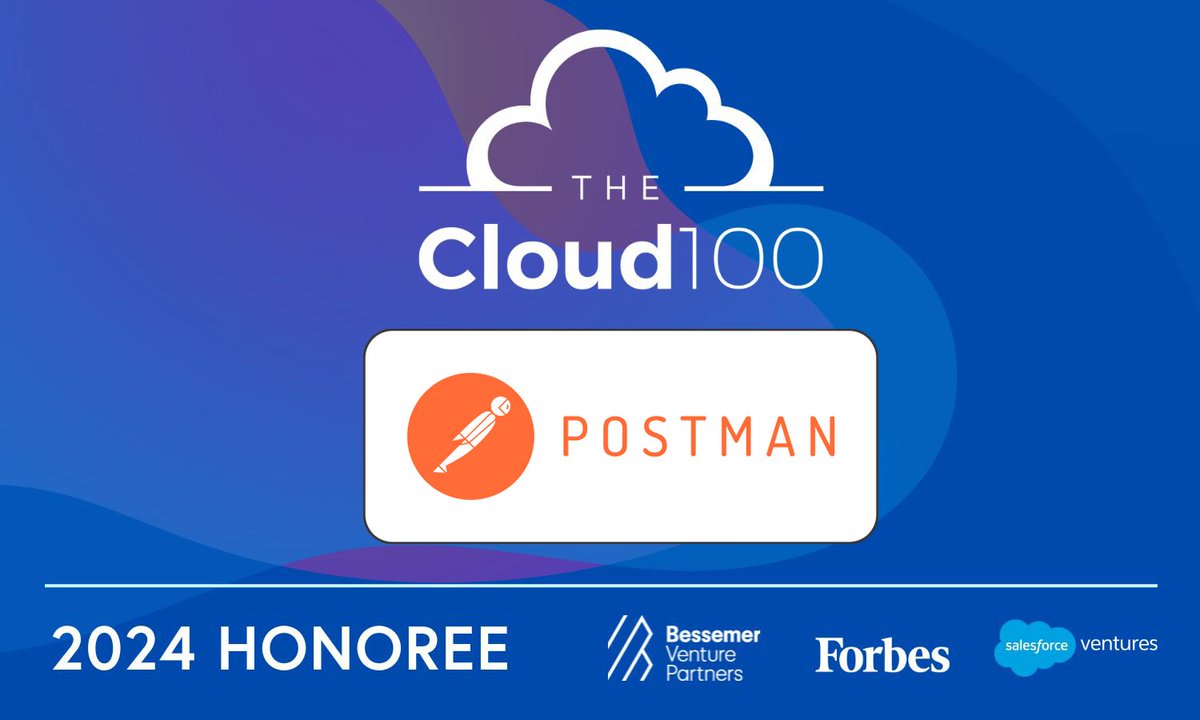 getpostman's tweet image. 📣 Thrilled to announce that Postman was named in the Forbes #Cloud100 2024, the annual ranking of the world’s top private cloud companies from @Forbes, @BessemerVP, and @SalesforceVC. We&apos;re grateful to our community for choosing us for API collaboration: forbes.com/cloud100/