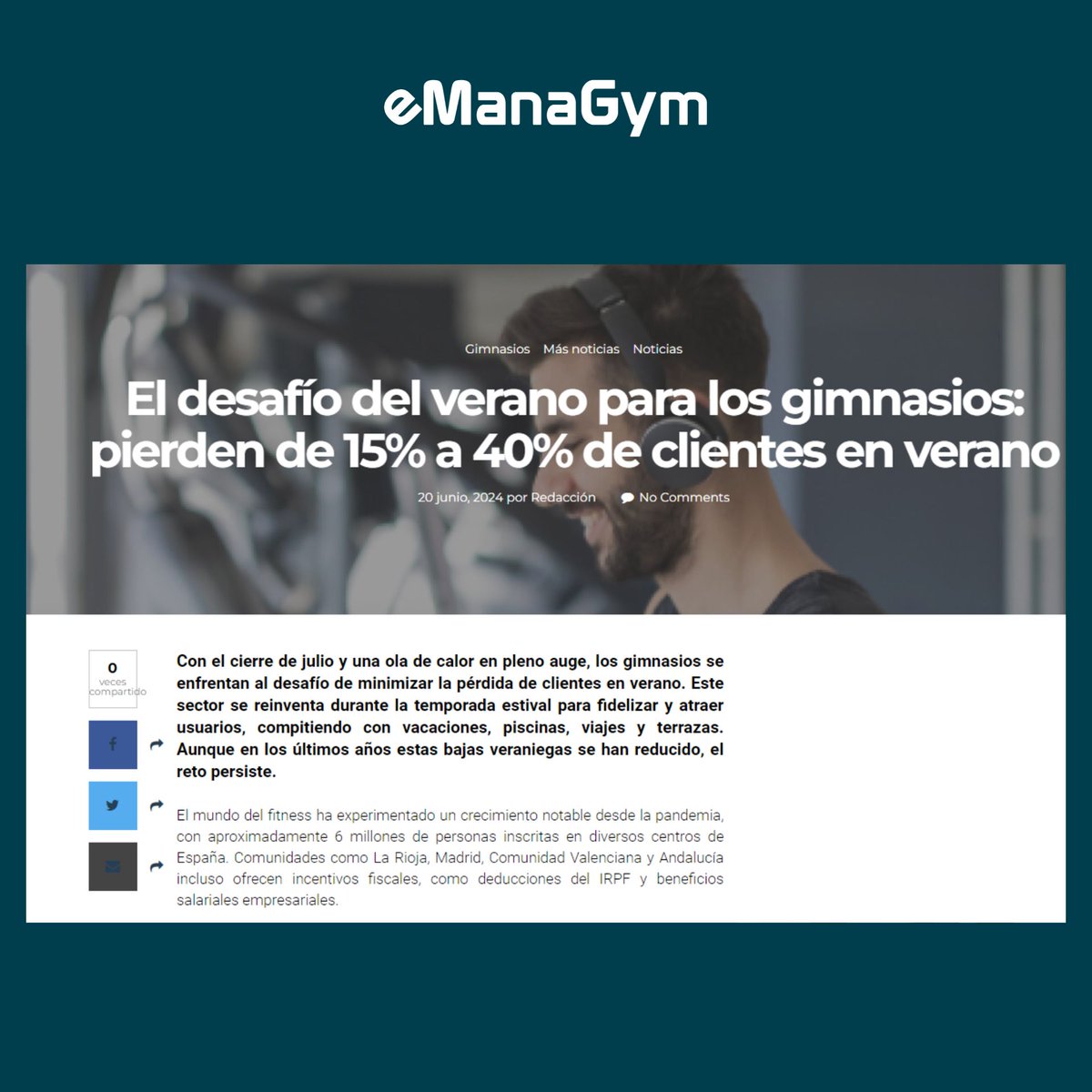 eManaGym's tweet photo. 🫠Si quieres evitar que en este verano se vaya entre el 15% y el 40% de clientela de tu negocio deportivo, céntrate en fidelizar.

➡️Con un software como #eManaGym lo puedes hacer de forma sencilla con un módulo específico https://t.co/3ttuwEWPgF https://t.co/ZWAwzdGafW