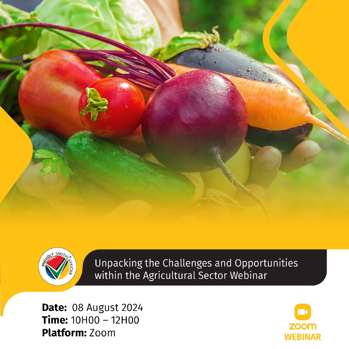 ProudlySA's tweet photo. Join us on Thursday as we unpack the challenges and opportunities within the agricultural sector.

Register here: https://t.co/aQ8wonKoI1

#BuyLocalToCreateJobs #AgriculturalSector https://t.co/tn1qAUIu2h
