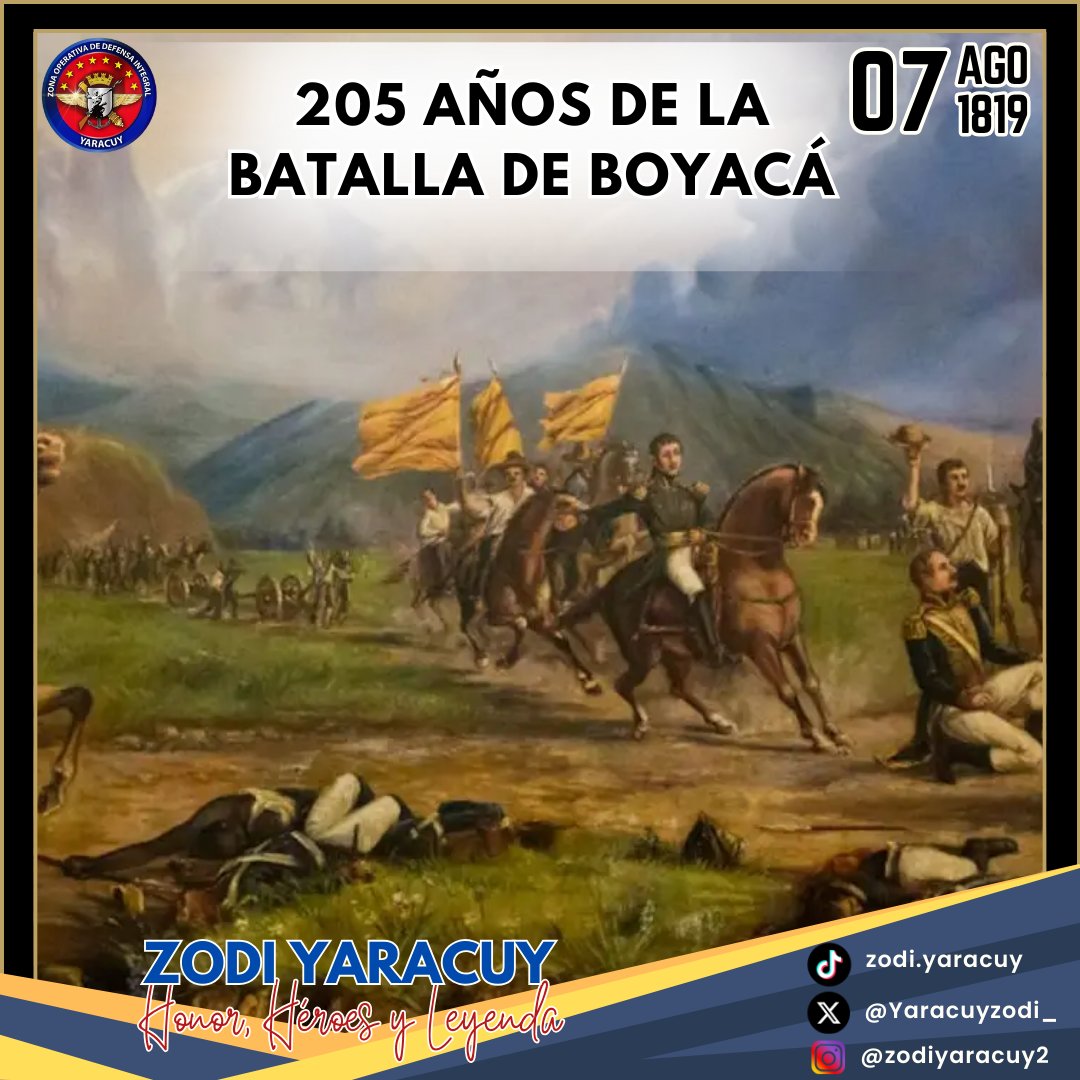 Hoy conmemoramos la victoria en la Batalla de Boyacá, un hito en nuestra lucha por la Independencia de Colombia,  esta batalla significó el fin del dominio español en la región y el inicio de una nueva etapa de independencia y libertad. ¡Viva la libertad y la patria! #07Ago