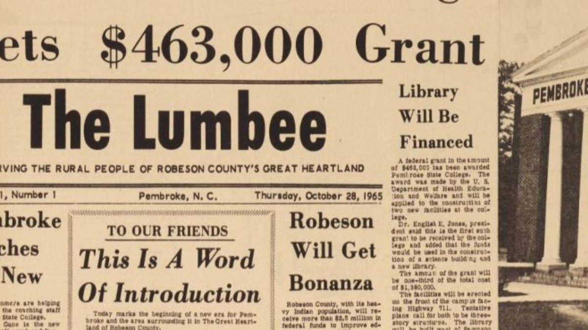 uncplibrary's tweet photo. Mary Livermore Library has digitized 121 issues of The Lumbee newspaper between 1965-1969.  Visit: https://t.co/3VJ91MGOy3 https://t.co/cANRE50eNt