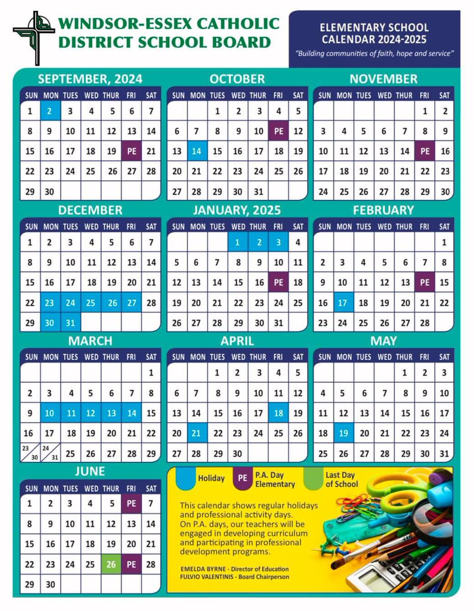 stasabres's tweet photo. Sabre Families: Please see the WECDSB 2024/2025 elementary school year calendar. https://t.co/LchWobQOI3