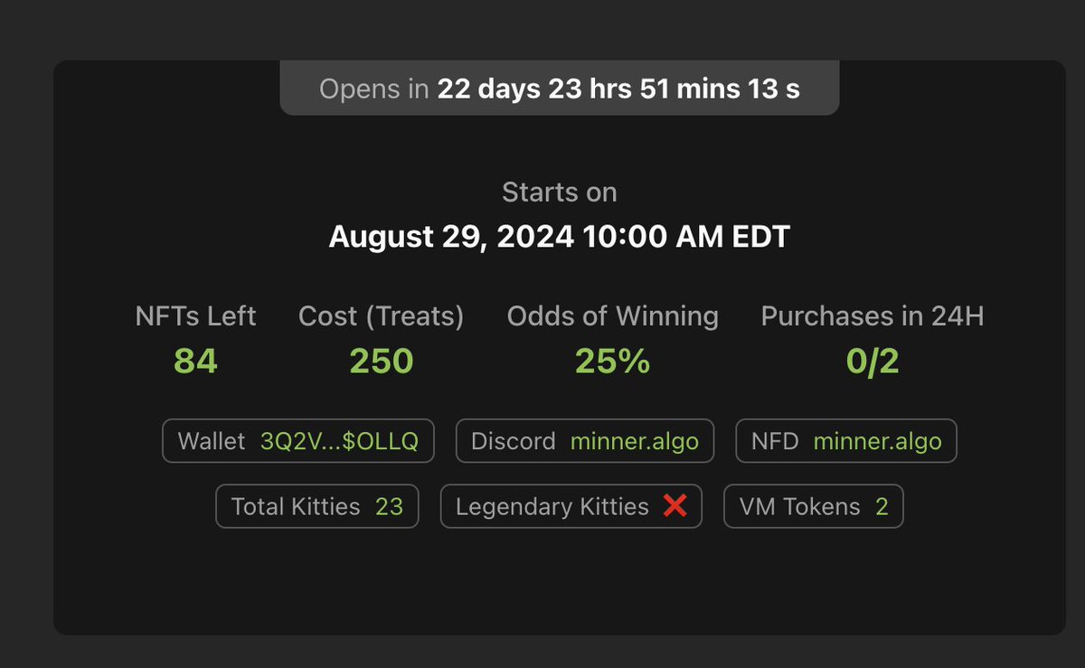 ShittyKitties_'s tweet image. 🗓 Mark Your Calendars: The #ShittyVendingMachine opens next on August 29th at 10:00 am EST! 

We’re hoping to keep it open after that! 🙌

I’ve got even more updates coming soon, but that&apos;s all for now. Stay tuned! 👀 Have questions or feedback? Drop them below! 👇