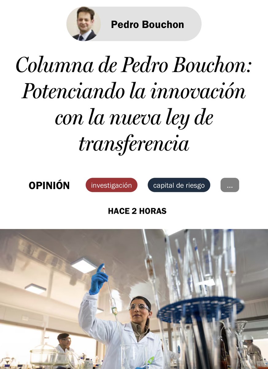 Los dejamos invitados a leer la columna publicada por La Tercera y redactada por el Vicerrector de Investigación de la Pontificia Universidad Católica de Chile, Pedro Bouchon, acerca de la nueva ley de transferencia que se tramita en Chile🪸📢

Lee acá: latercera.com/opinion/notici…