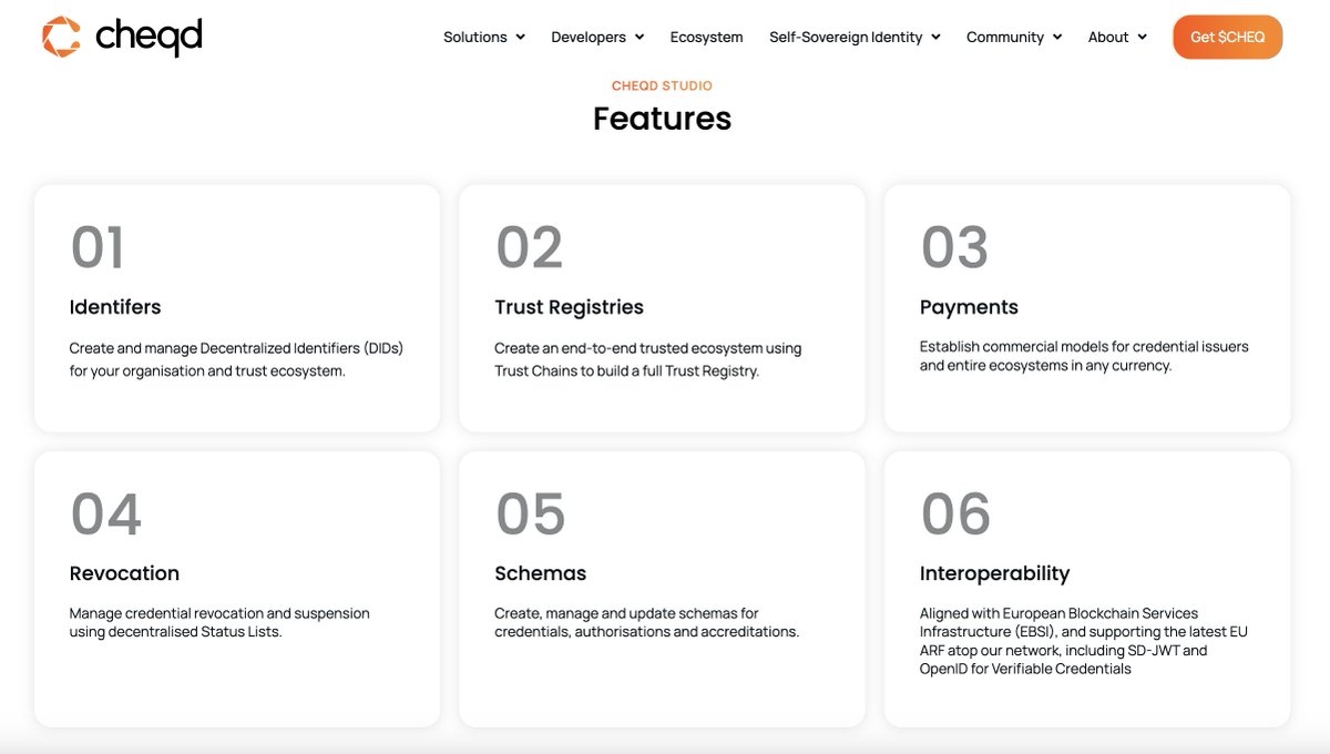 cheqd_io's tweet image. cheqd Studio is a collection of APIs alongside guides to help establish end-to-end trusted ecosystems for digital #credentials🌐

Our solution comprises credential issuance/verification tools, enabling users to build with #trust &amp;amp; #payment infrastructure🎯

👇Browse its features