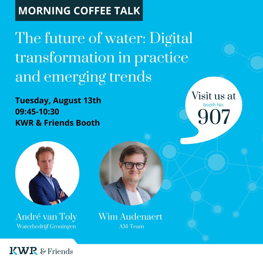 Raul Glotzbach (@raul_glotzbach) on Twitter photo ☕️🍪🎙️'Morning Coffee Talk' with @avt88 & <a href="/WimAudenaert1/">Wim Audenaert</a> on the future of water focusing on digital transformation in practice & emerging trends
13 Aug, 09:45-10:30 - <a href="/KWR_Water/">KWR Water Research Institute</a> & Friends booth (# 907)
#KWRandFriends #DigitalWater #WaterInnovation #WorldWaterCongress #IWA2024 ☕️🍪🎙️'Morning Coffee Talk' with @avt88 & <a href="/WimAudenaert1/">Wim Audenaert</a> on the future of water focusing on digital transformation in practice & emerging trends
13 Aug, 09:45-10:30 - <a href="/KWR_Water/">KWR Water Research Institute</a> & Friends booth (# 907)
#KWRandFriends #DigitalWater #WaterInnovation #WorldWaterCongress #IWA2024