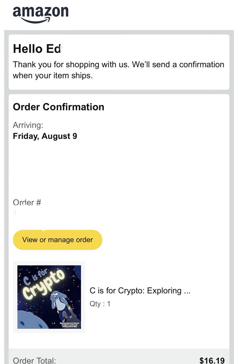 GM <a href="/lakerbryant/">Doc B.</a> <a href="/AnandaWeb3/">Ananda.eth</a> <a href="/DumboCoin/">MR.DUMBO 🐘</a> 

I had to scoop a paperback copy of C is for Crypto.  Will definitely need to get you guys to autograph ✍️ it for me 🦾🧡

<a href="/DinoFamCol/">DinoFam®</a> #MyDay1