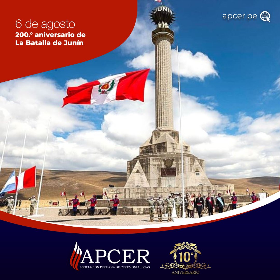 En este glorioso día conmemoramos el bicentenario de la heroica Batalla de Junín.

🔍 apcer.pe
#Apcer #Batalladejunín #bicentenario #Junín #Perú