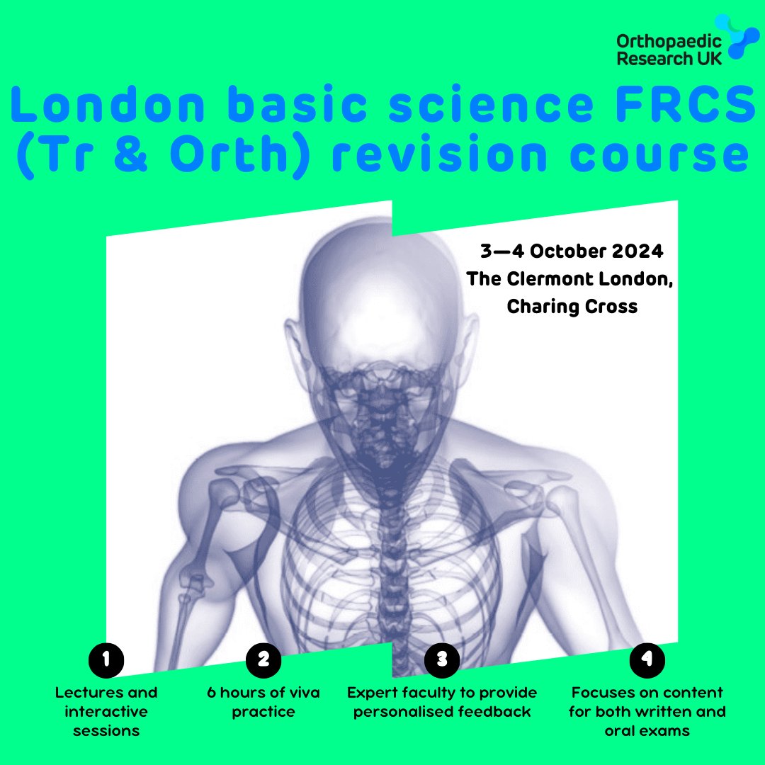 Prepare for your upcoming FRCS (Tr &amp; Orth) exams on our renowned London basic science course! View: bit.ly/LBSC24 

Pls rt: <a href="/Notts_ortho/">EMNOR - East Midlands North Orthopaedic Rotation</a> <a href="/eoeortho/">EoE Ortho</a> <a href="/_ITOSA/">Irish Trauma & Orthopaedic Student Association</a> <a href="/PottRotation/">The Percivall Pott Orthopaedic Club</a> <a href="/OrthoM8/">Ortho M8</a> @RNOHRotation <a href="/KORELondon/">King’s Orthopaedic</a> <a href="/LeeMLongstaff/">Lee Longstaff MA MMedEd FRCS</a> <a href="/58society/">The 1958 Society</a>  @SurgicalTutor <a href="/scotorth/">SCOT</a> <a href="/SCOT_net/">SCOTnet</a>