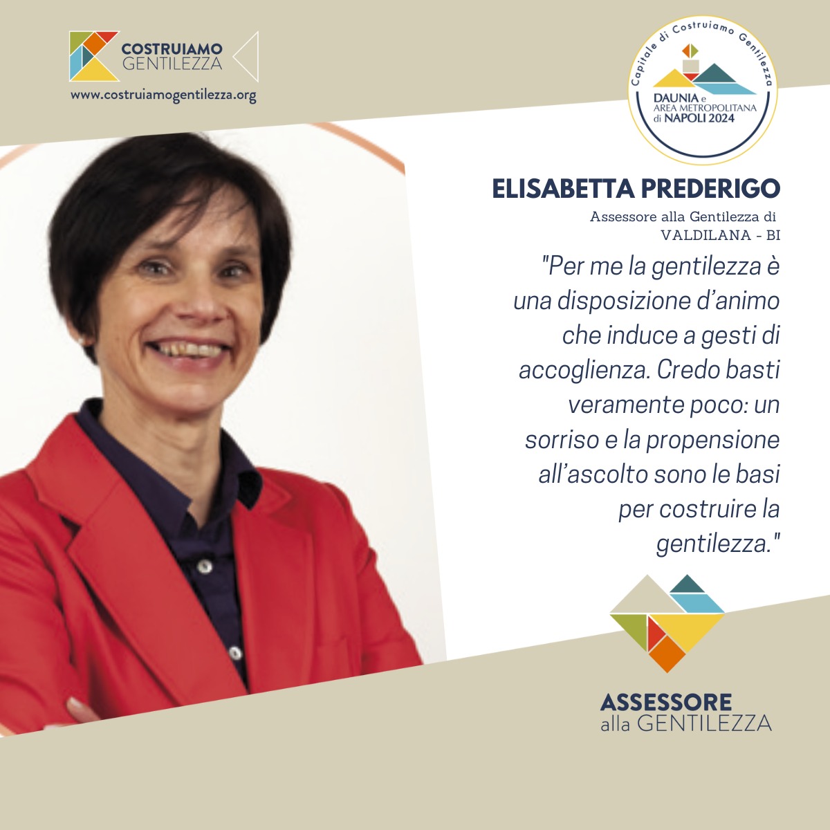 𝐋'𝐀𝐒𝐒𝐄𝐒𝐒𝐎𝐑𝐄 𝐀𝐋𝐋𝐀 𝐆𝐄𝐍𝐓𝐈𝐋𝐄𝐙𝐙𝐀 👏🏼💜 𝐏𝐑𝐄𝐃𝐄𝐑𝐈𝐆𝐎 𝐄𝐋𝐈𝐒𝐀𝐁𝐄𝐓𝐓𝐀 𝐃𝐈 𝐕𝐀𝐋𝐃𝐈𝐋𝐀𝐍𝐀 𝐁𝐈 𝐒𝐈 𝐏𝐑𝐄𝐒𝐄𝐍𝐓𝐀 👉 costruiamogentilezza.org/costruttori/as…

Chi e dove sono gli assessori alla gentilezza 👉 costruiamogentilezza.org/costruttori-di…

#costruiamogentilezza