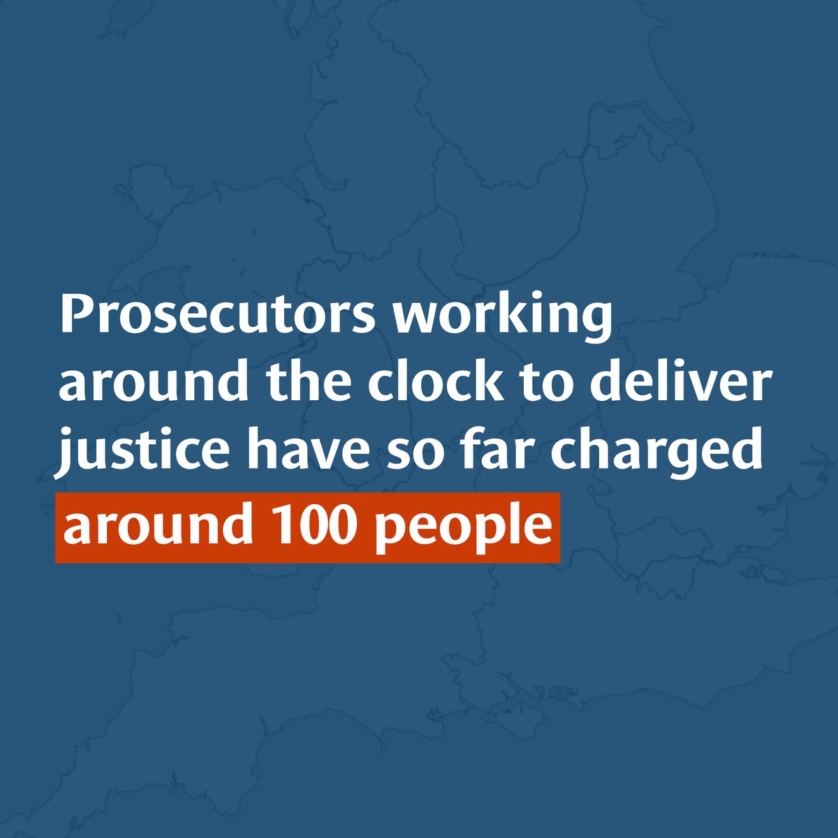 Our teams have been working around the clock, along with the police, to charge people as quickly as possible and ensure justice is served. 

So far, we have charged around 100 people. See below for our latest updates from today ⬇️