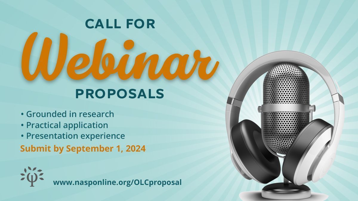 Have solutions for critical issues in school psychology? The Online Learning Center invites you to present in the 2025 webinar series! NASP webinars offer a platform to foster new voices in the field and engage practitioners across the country. Learn more: bit.ly/3XnibEl