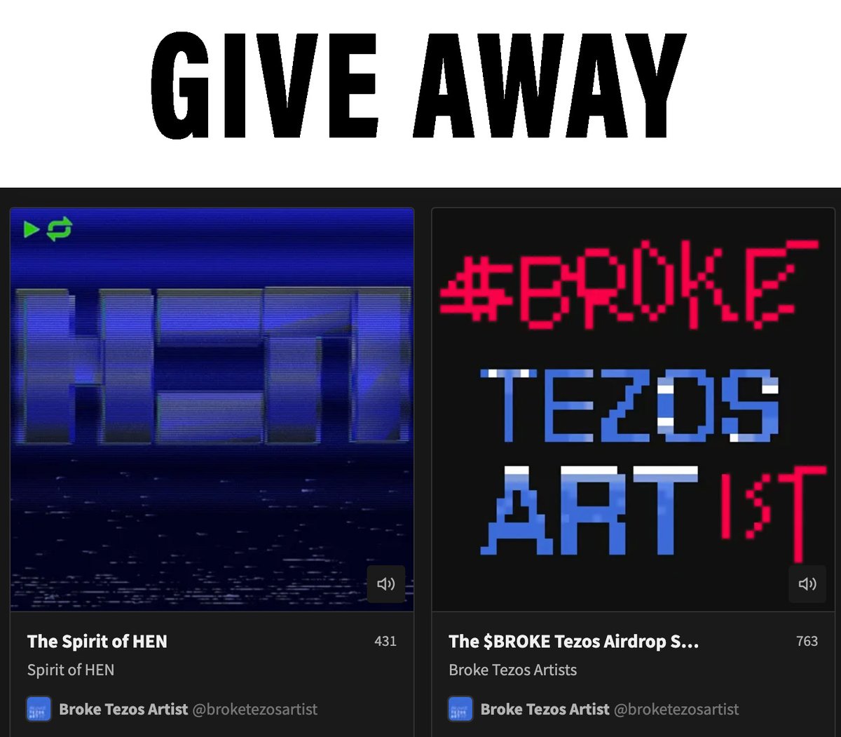 retro_manni's tweet image. Give Away Alert 📢
I'm giving away a bunch of $BROKE &amp;amp; $HEN nft's on Objkt before the next big airdrop on etherlink!

Want to get these to genuine tezos community ppl
👇
- Tag 3 people who deserve this
- RT + like
- Follow @BrokeTezArtist 

Announcing winners in 24 hrs