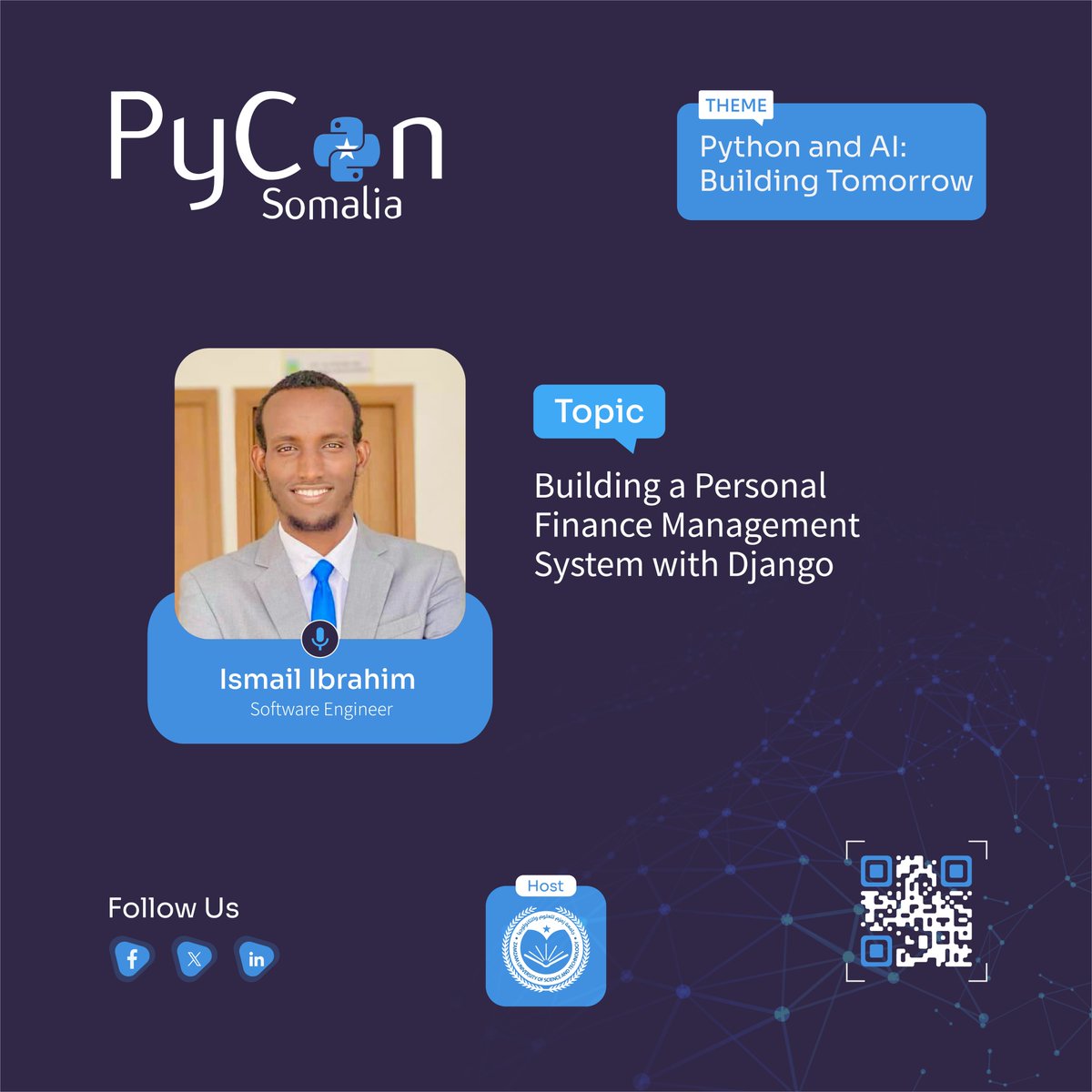 PyConSomalia's tweet photo. We are thrilled to welcome Ismail Ibrahim at #PyConSomalia2024! Dive into Building a Personal Finance Management System with Django and learn from a seasoned Django developer how to craft powerful financial tools.

Expand your #Python skills this August!

#PyConSomalia #Django https://t.co/Uqu6W2zHM0