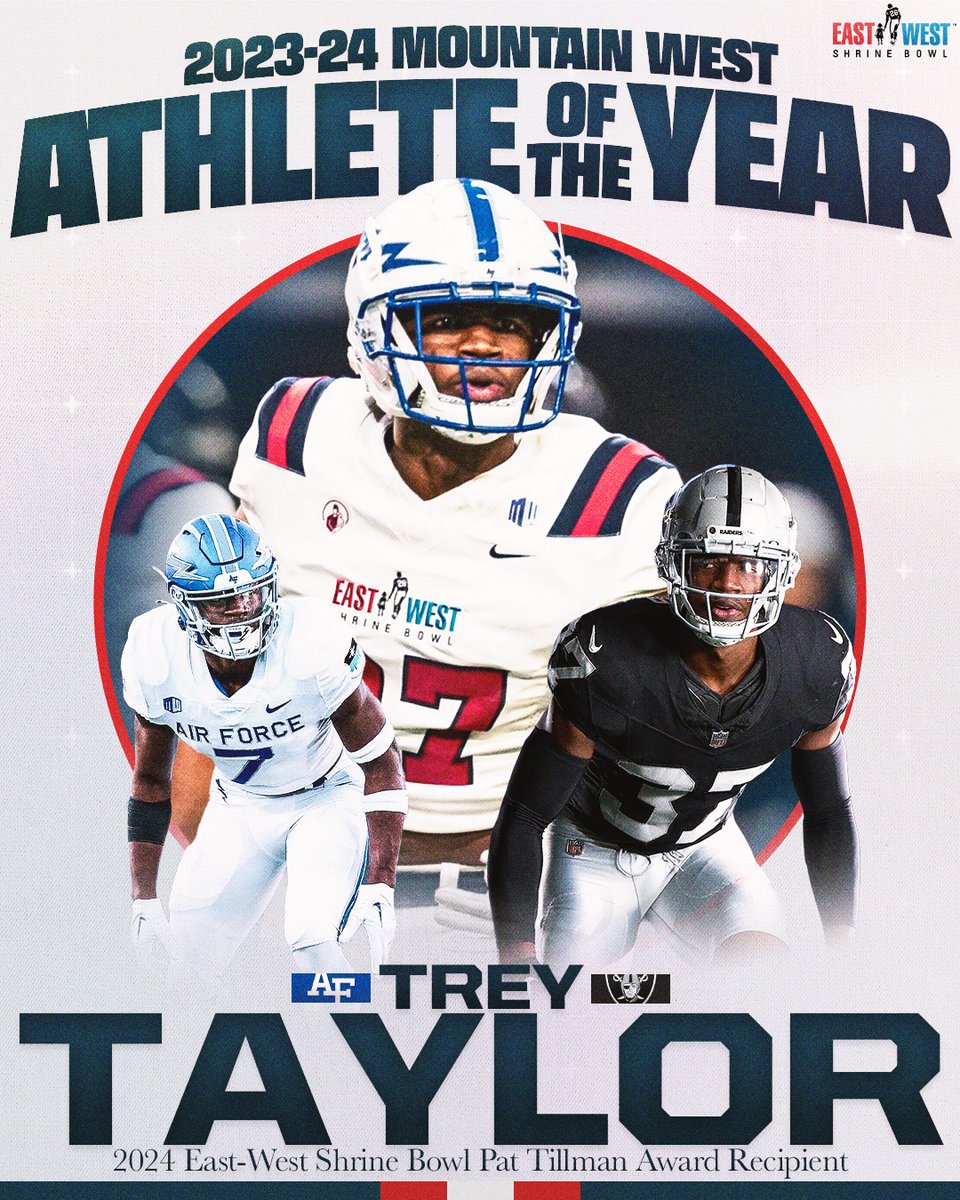 Congratulations to <a href="/AF_Football/">Air Force Football</a>'s Trey Taylor (<a href="/trey_taylor007/">Trey Taylor</a>) on being named the <a href="/MountainWest/">Mountain West</a> Athlete of the Year! 

#ShrineBowlPRO | #ShrineBowlWHOSNEXT👀