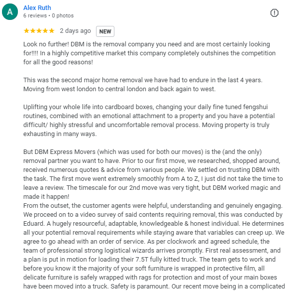 dbmexpress's tweet image. Shoutout to the client who left the most amazing review!
This the most comprehensive review in over 14 years in the industry!
.
.
.
''..the (and the only) removal partner you want to have''
