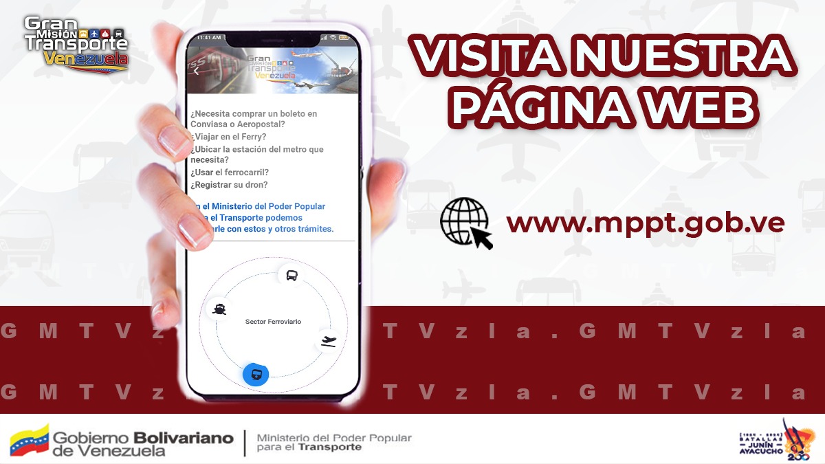 ¿Quieres estar al día con los avances de la Gran Misión Transporte Venezuela? ¡Ingresa a la página web de @TransporteGobVe! Podrás conocer la gestión del Ministro <a href="/rvaraguayan/">Ramón Celestino Velásquez Araguayán</a> 👉 mppt.gob.ve