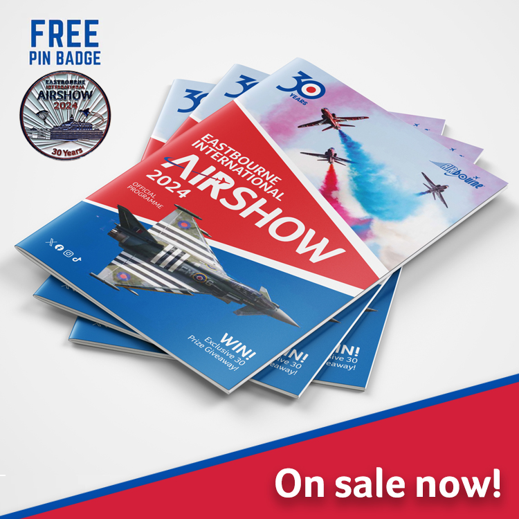 EB_Airshow's tweet photo. Our 30th anniversary programme is on sale now! With a free pin badge &amp; our biggest competition EVER with 30 prizes up for grabs including a 5* stay at the Grand Hotel &amp; a Citizen limited edition Red Arrows Skyhawk A-T watch, courtesy of Brufords. Buy now: https://t.co/FQ5xjBYchb https://t.co/XHafkBoqKB