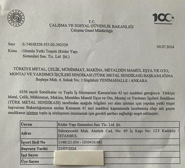 Sadece Türk Metalli metal işçilerinin değil, metal işkolunda sendikasız çalışan emekçilerin huzur ve refahı için de örgütlenme mücadelemizi durmaksızın sürdüreceğiz. Çünkü biz en büyüğüz, en büyük olmanın sorumluluğuyla hareket edeceğiz. Elimize bugün ulaşan tespit belgeleriyle ,