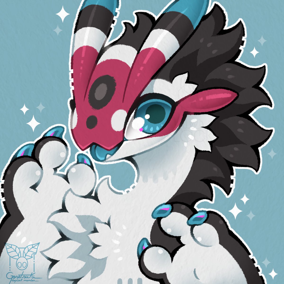 I'm so happy I could draw this cutie! They're a larvadragon, another cool species by Mochiri :3