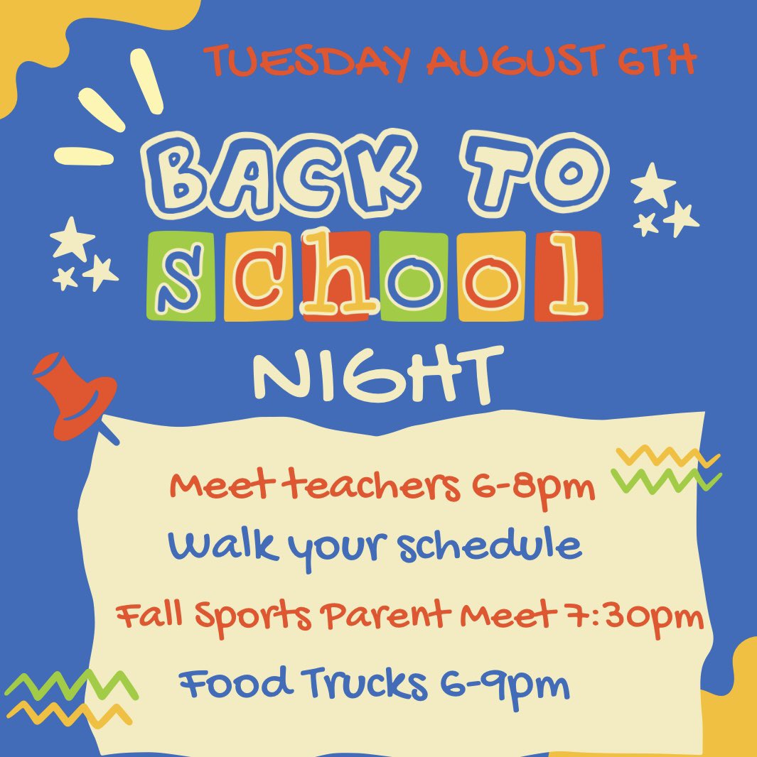 See you tonight!  Meet teachers, fall sports meetings, AND food trucks!