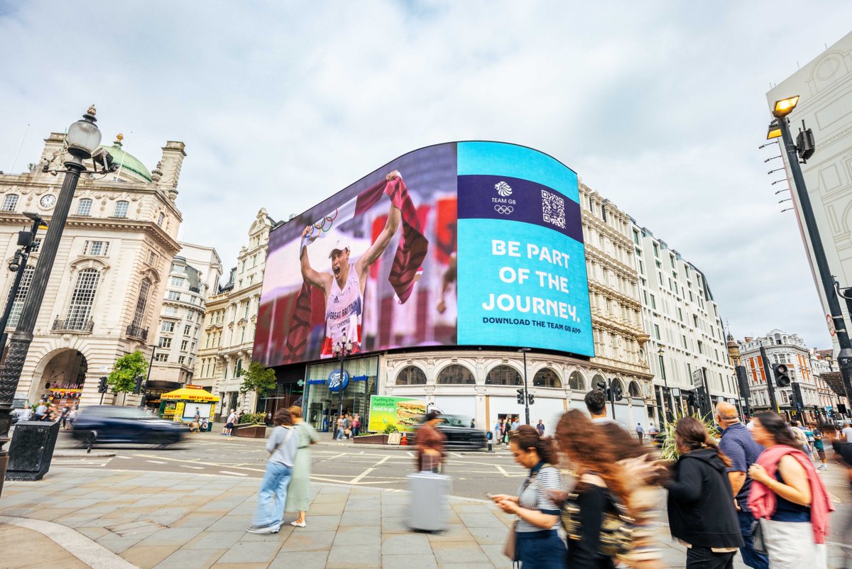 Be part of the Team GB journey. 🇬🇧

Catch <a href="/TeamGB/">Team GB</a>'s inspiring campaign live on Piccadilly Lights this week, celebrating the Olympic spirit as we enter the final stretch. Our athletes have shone brightly and we're looking forward to standing by them through to the finish line.