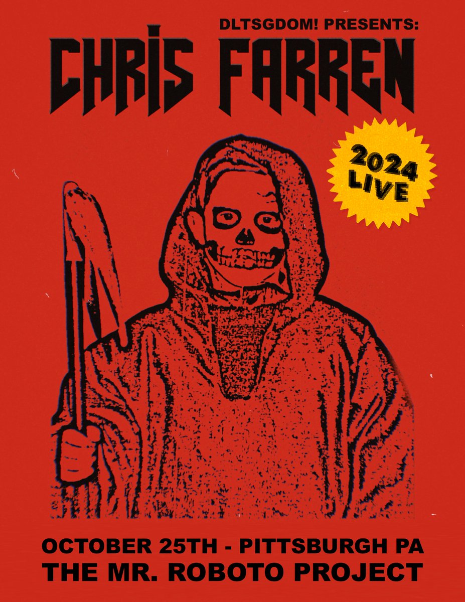 DLTSGDOM! Collective (@dltsgdomshows) on Twitter photo NEW SHOW: <a href="/chrisfarren/">Chris Farren</a> returns to <a href="/RobotoProject/">The Roboto Project</a> on 10/25!!
Tickets on sale Thursday at noon: dltsgdom.ticketleap.com/chris-farren-r… NEW SHOW: <a href="/chrisfarren/">Chris Farren</a> returns to <a href="/RobotoProject/">The Roboto Project</a> on 10/25!!
Tickets on sale Thursday at noon: dltsgdom.ticketleap.com/chris-farren-r…