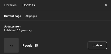 rawfren's tweet image. When you're a little late on your library updates @figma