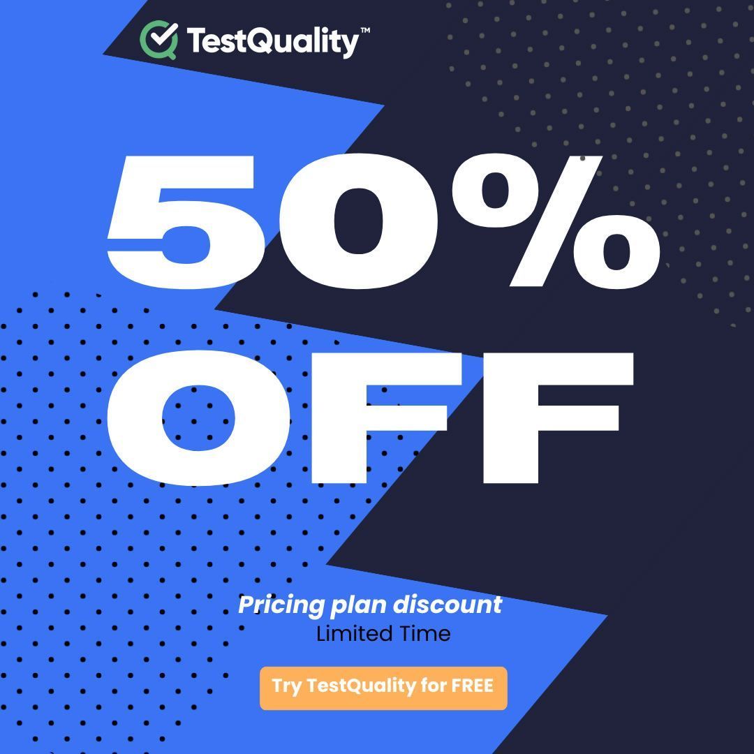 _TestQuality's tweet photo. 📢 Discover the ultimate #TestQuality experience with our special offer!

🚀 Kick off your #FreeTrial &amp; complete a few quick tasks to enjoy 50% OFF on all plans (Team, Business &amp; Enterprise)

🌟 Limited time offer. Don't miss out! 👉 https://t.co/6vedLILMBX

#SoftwareTesting #QA https://t.co/HAscAiXtak