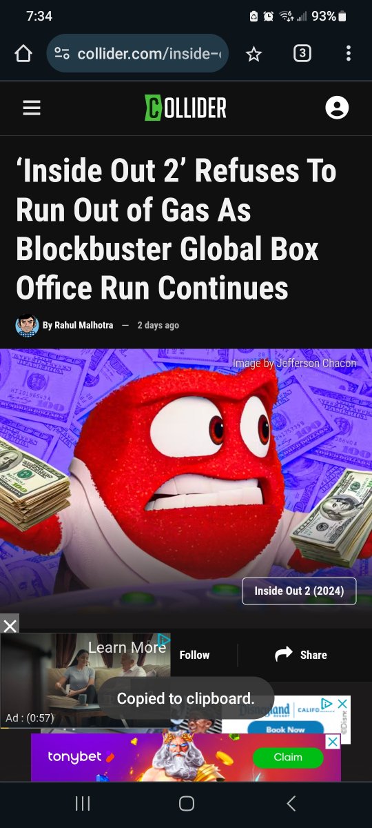 Christalball93's tweet photo. "The sequel has made $1.56 billion globally, surpassing the original film's $850 million, with more success expected."

#ChokeOnThat, #ProphetsOfDoom! #AMC #InsideOut2 

Wen anxiety attack? https://t.co/Nizf4voYv2