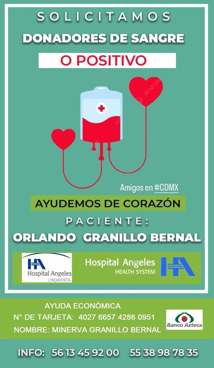 Aún nos faltan varios donadores. Ayúdame a compartir 🙏🏽 Gracias
