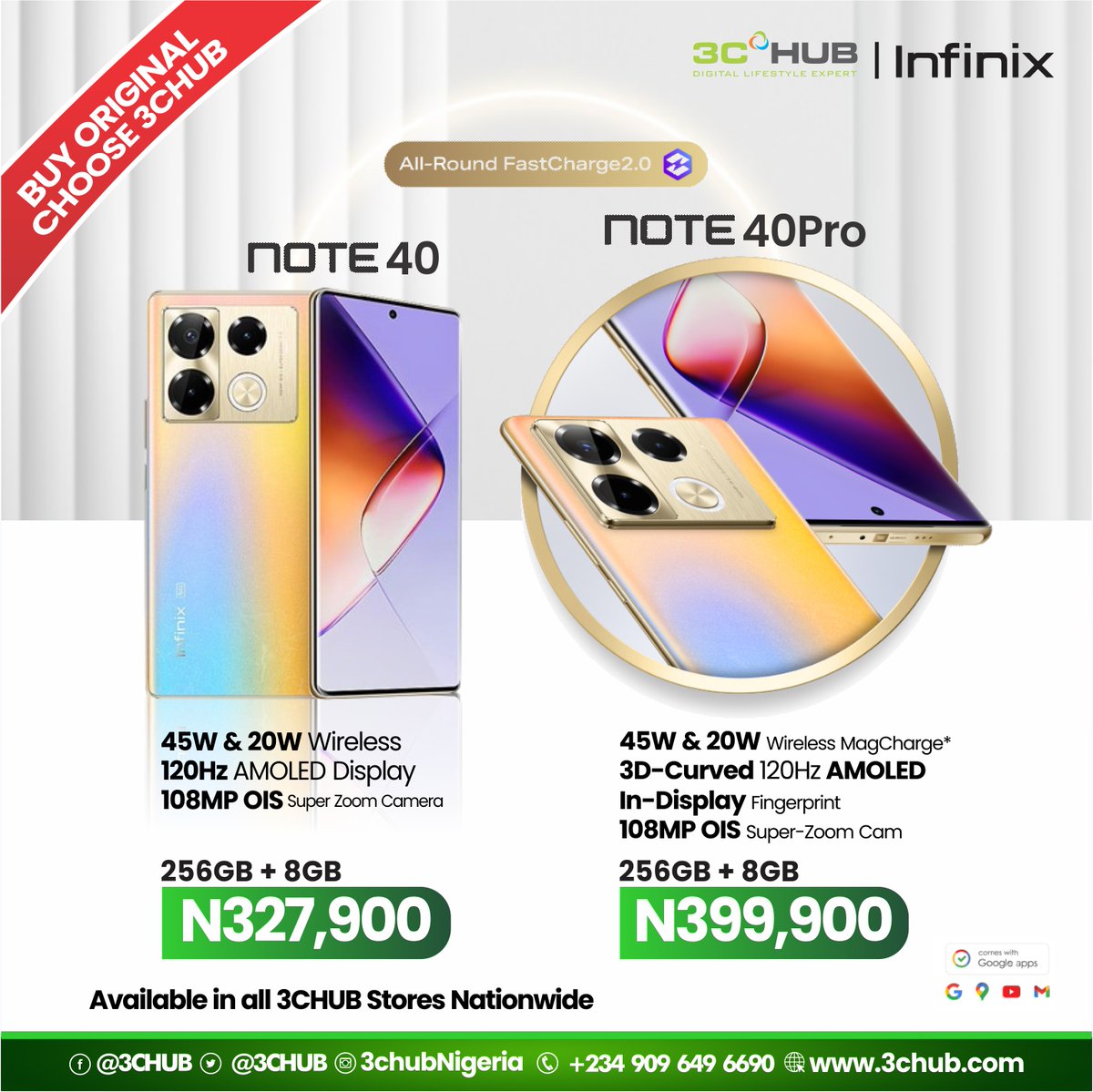 3CHUB's tweet photo. Unleash Power with Note 40 & Note 40 Pro!
Note 40 (256GB + 8GB): Only ₦327,900
Note 40 Pro (256GB + 8GB): Only ₦399,900
Upgrade to cutting-edge performance and sleek design. Grab yours today at 3CHub!
Buy Original, Choose 3CHUB!
#3CHub #Note40 #Note40Pro #bestdeals https://t.co/JWhdthqI0A