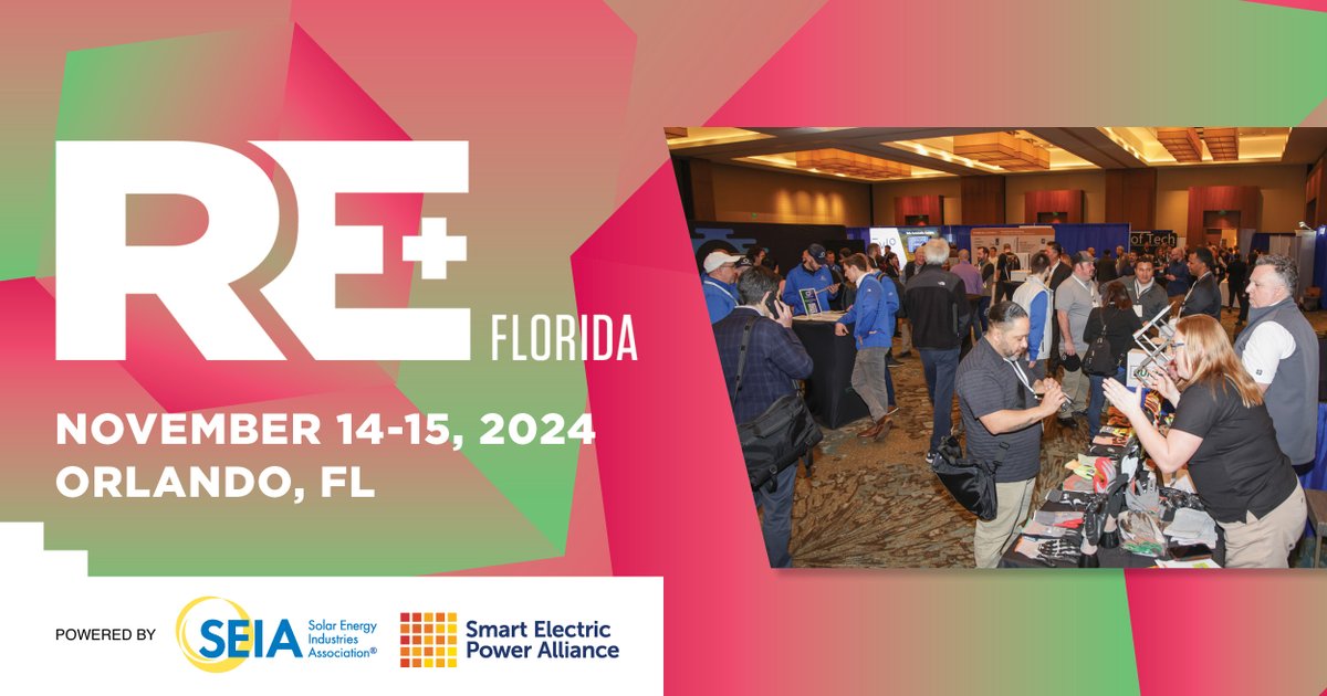 REPlusEvents's tweet photo. The Sunshine State is brighter than ever! โ๏ธ
RE+ Florida is your chance to get connected to the state's rapidly growing and dynamic market.
Take your next step in clean energy and register today! https://t.co/Nsb5Wl8ZBW
#REPlusFL #CleanEnergy #Solar #SunshineState https://t.co/3V6hdAhqLE