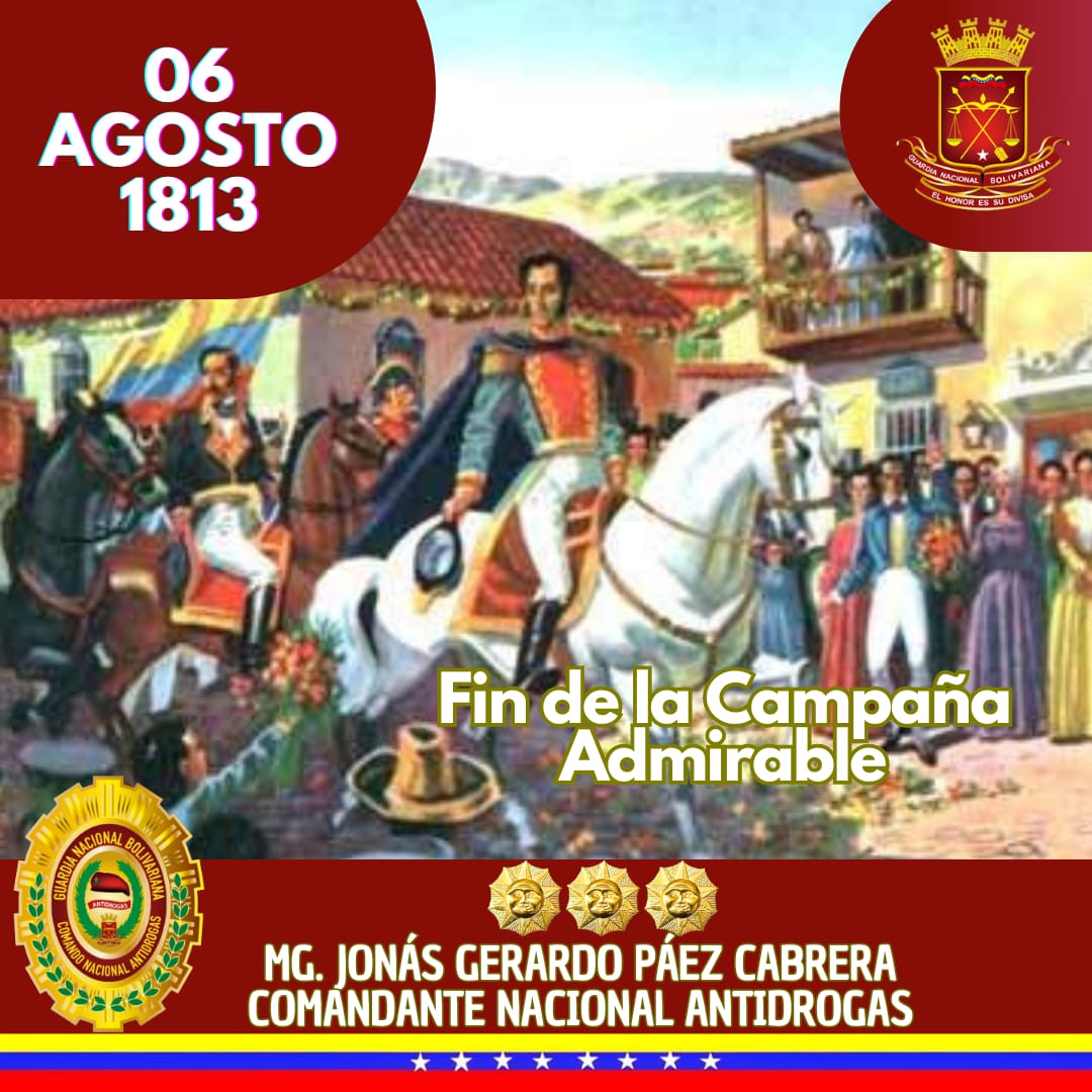 CnaAntidrogas's tweet photo. #Efeméride El 6 de agosto de 1813 entró triunfalmente a Caracas el pequeño ejército mandado por Simón Bolívar; había culminado exitosamente la Campaña Admirable y comenzado la gloria. https://t.co/W76BwbU9OS