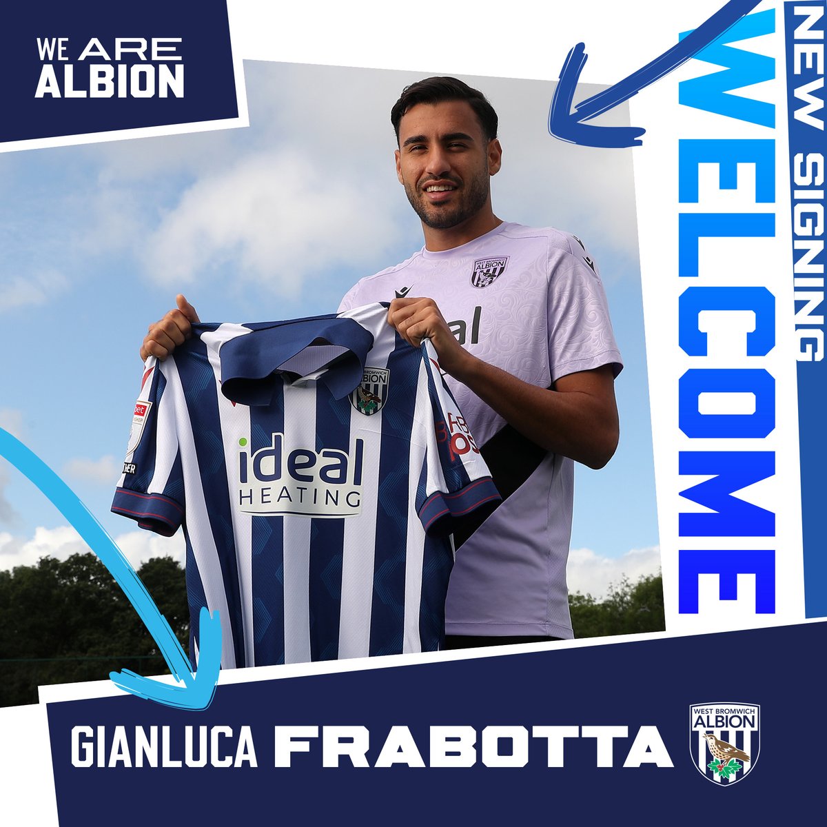 WBA's tweet photo. We're delighted to announce the signing of defender Gianluca Frabotta from @juventusfc. ✍️

Benvenuto, Gianluca! 🤝