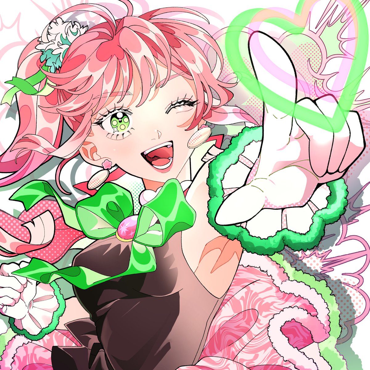 HA_NA_BIE_'s tweet photo. 【💥新曲大解禁📢】

💖💚💖💚💖💚💖💚💖💚💖

　💿New Digital Single🎵
　 「メタ盛るフォーゼ！」

💖💚💖💚💖💚💖💚💖💚💖

こよなくアニメを愛する花冷え。の
「もしも私たちがヒーローだったら...？！」
をテーマにしたパワフルでカオスな1曲❤️‍🔥

📲DL & Streaming
https://t.co/VNq4j38l9P

🎨Design by. 
@PONKO517

#メタ盛るフォーゼ #Metamorphose