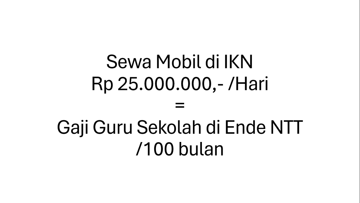 Buya Eson (@emerson_yuntho) on Twitter photo Malam Pak <a href="/Dr_Moeldoko/">Dr.H.Moeldoko</a> mau kasih saran lebih baik dana sewa mobil di IKN digunakan untuk meningkatkan gaji guru. Dana 1 hari sewa mobil = Gaji 1 orang Guru untuk 100 bulan Malam Pak <a href="/Dr_Moeldoko/">Dr.H.Moeldoko</a> mau kasih saran lebih baik dana sewa mobil di IKN digunakan untuk meningkatkan gaji guru. Dana 1 hari sewa mobil = Gaji 1 orang Guru untuk 100 bulan