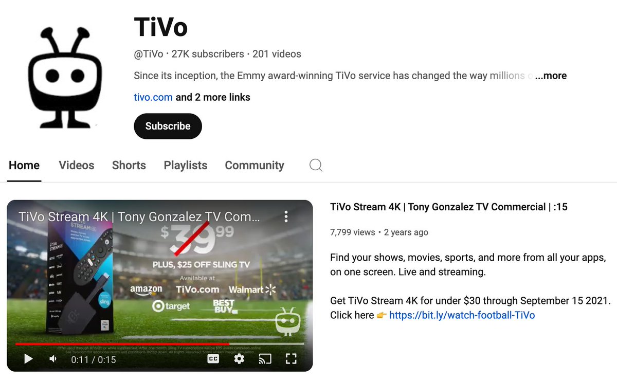 ZatzNotFunny's tweet photo. 16 months after dropping Sling TV, TiVo's featured video remains... Sling TV. https://t.co/FEfkzPJkNO https://t.co/u3kymlOSPB