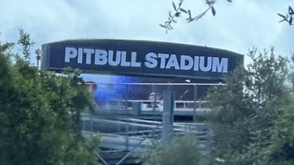 AndySlater's tweet photo. JUST IN: FIU’s football home is now called “Pitbull Stadium.”

International star Pitbull will pay the school $1.2M a year for the naming rights, according to @PeteThamel.

He will be able to use the stadium 10x a year without paying rent as part of the deal.

(📷: @AlexMSolana) https://t.co/ycIixDRO9L