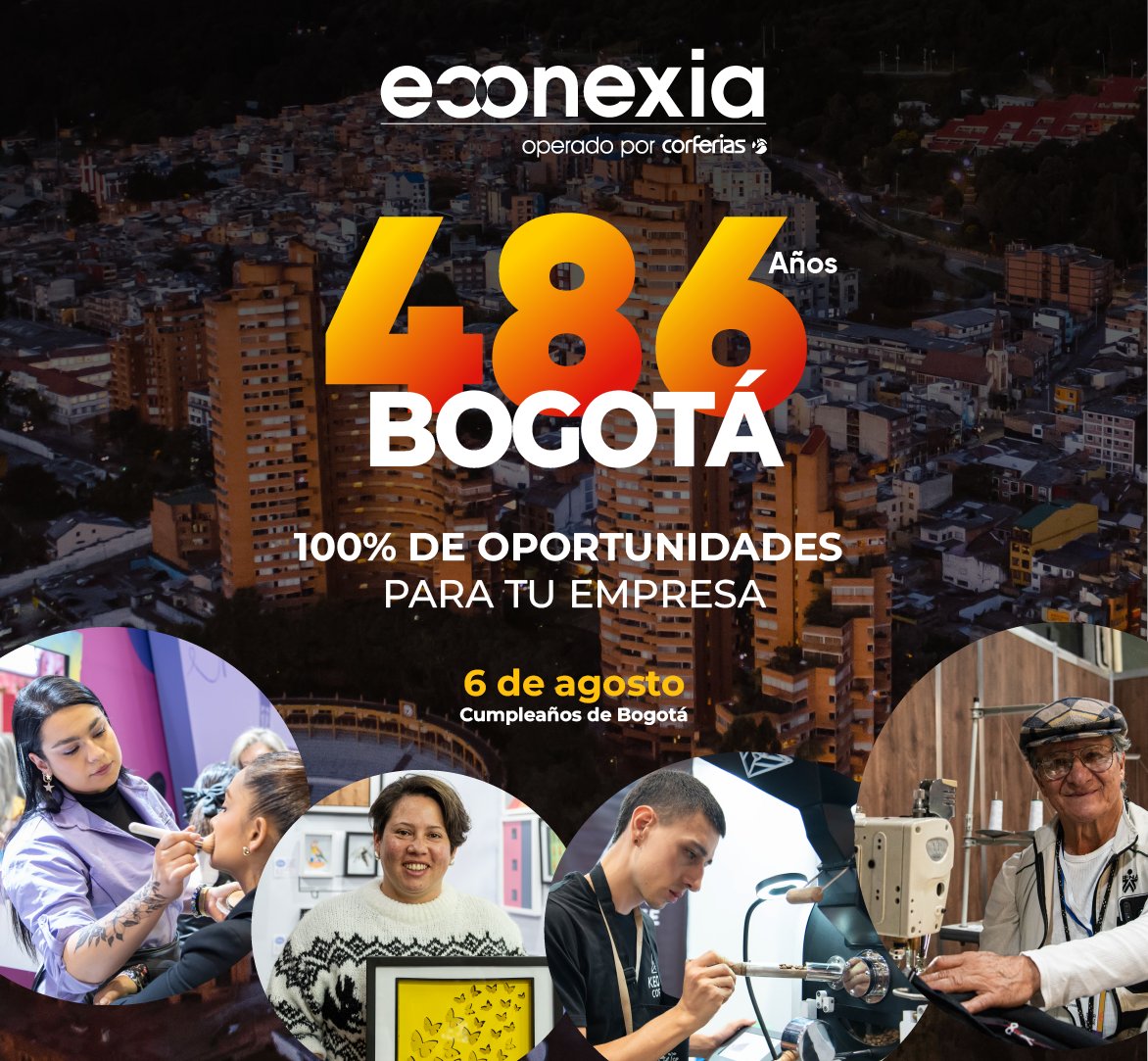 econexia's tweet photo. ¡#FelizCumpleañosBogotá! 🥳🎂
En Econexia celebramos los 486 años de nuestra querida ciudad y el crecimiento de nuestros empresarios; somos parte de esta historia de progreso.
¿Qué significa Bogotá para tu negocio?
#BogotáCumple486 #Econexia #Emprendedores #Empresarios https://t.co/izsLZWJCzs