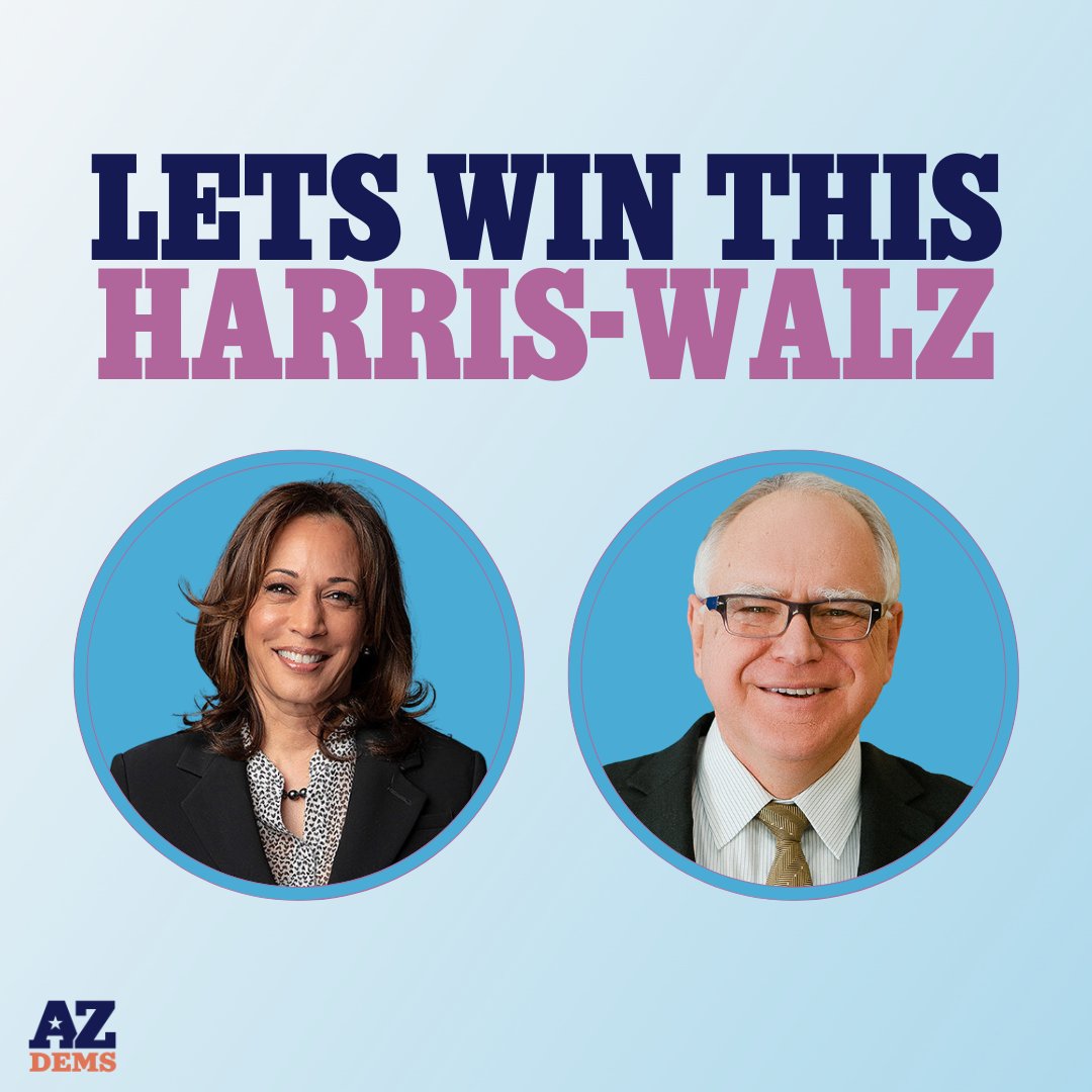 azdemparty's tweet photo. Vice President Harris and Governor Walz have a strong record of delivering results on the issues that Arizonans care most about– protecting abortion rights, helping working families get ahead, and protecting our democracy.

🔗Read our full statement here: https://t.co/kvv7xCvRxy https://t.co/fD9pKdKRzw