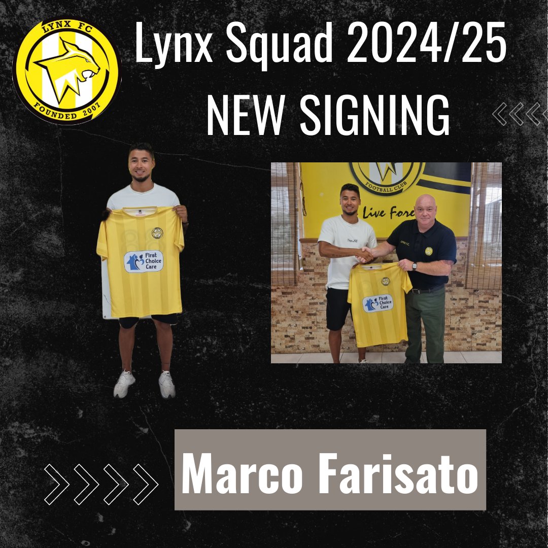 Lynxfcgib's tweet photo. Lynx Football Club 🟨⚽️
Season 2024 / 2025
NEW SIGNING
Next up we have 26 year old forward Marco Farisato from CP Villarrobledo. Marco was top goalscorer last year so hoping to score many goals for Lynx.
Welcome to the Family💛
#weliveforever #onefamily #lynxfc #premierteam https://t.co/3dhW6r5BV3