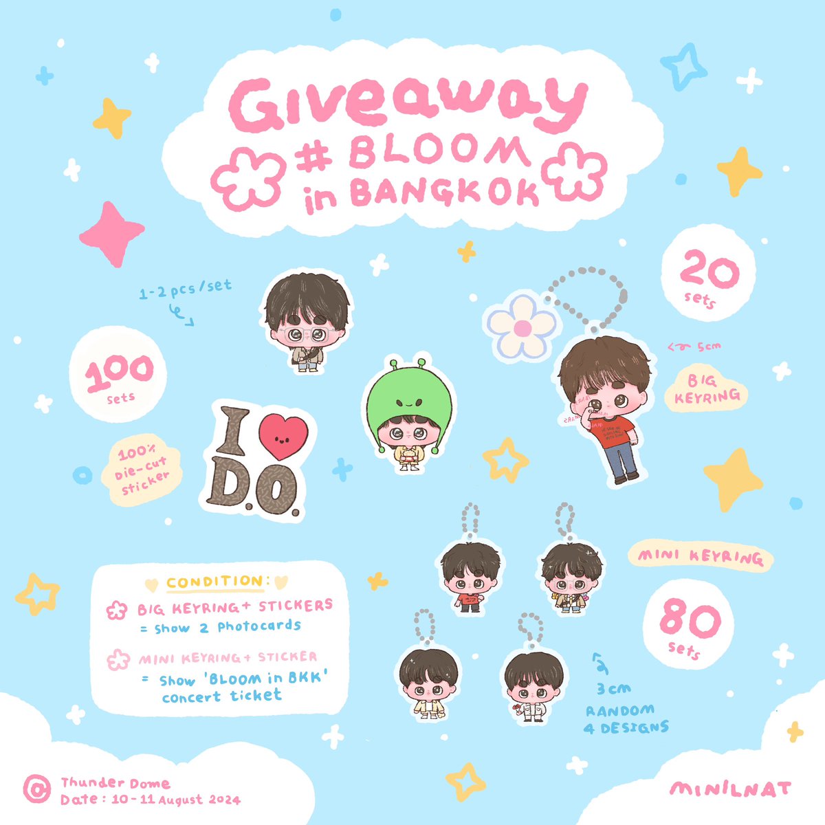 minilnat's tweet photo. ✨🌸 ‘Giveaway BLOOM in BKK 💐’ 🌸✨

🐧 Big Keyring set + Stickers 20 เซ็ต/วัน
🧚🏼 โชว์ฟตกคยองซู 2 ใบ

🐈‍⬛ Mini Keyring + Sticker 80 เซ็ต/วัน (แรนด้อม 4 ลาย)
🧚🏼 โชว์บัตรคอนเสิร์ต

🌟 Date : 10-11.8.2024
🎀 Location/Time : TBA

#ใครไม่มาคยองซูMars
#FANCONCERT_BLOOM_inBKK
#minilnat https://t.co/8ApX7Q4p0Y