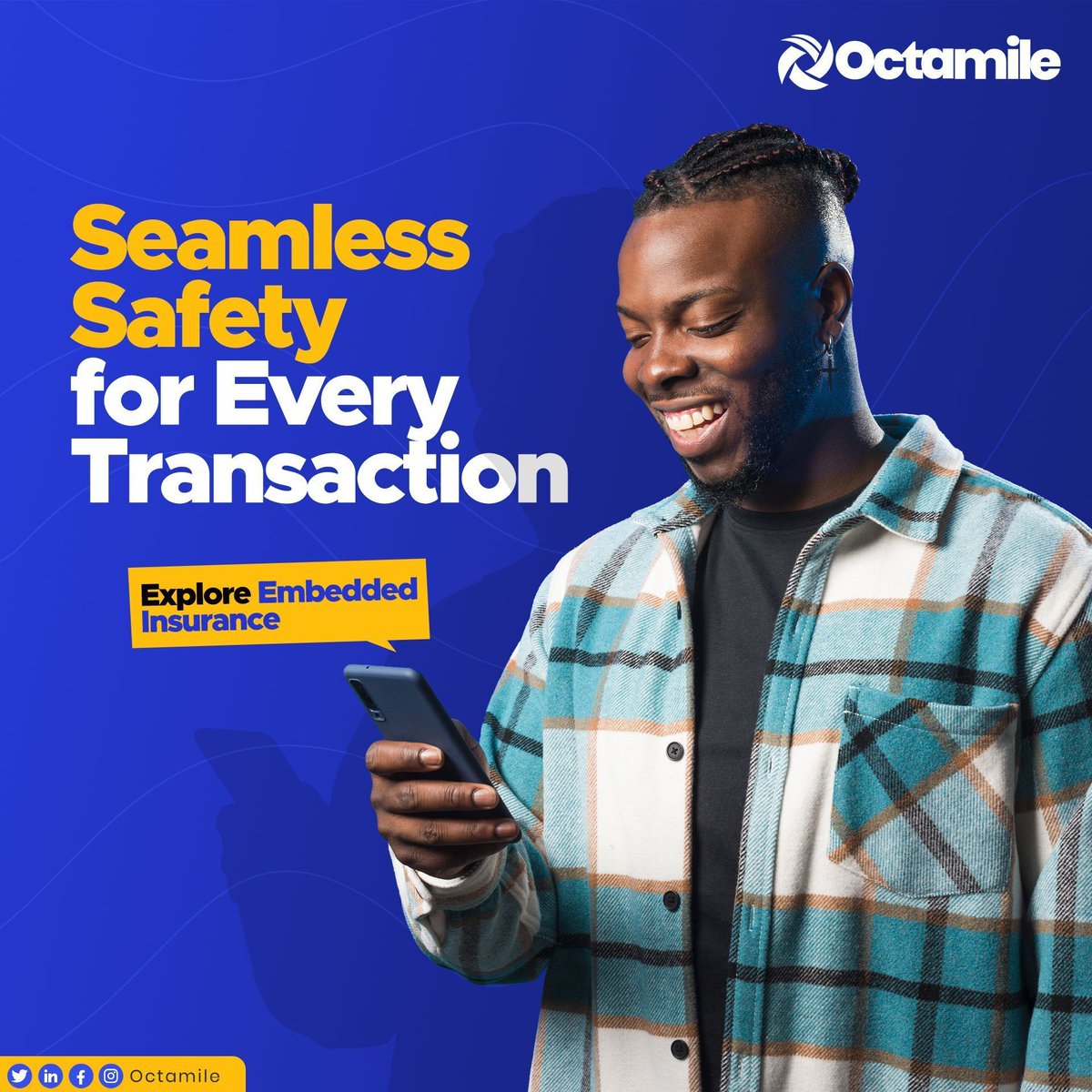 octamile's tweet image. Enjoy seamless safety for every transaction... With #Octamile Embedded Insurance, you can offer your customers instant peace of mind for every purchase. Clink to Activate coverage today! octamile.com #InsureWithConfidence #Octamile #InsurtechinAfrica